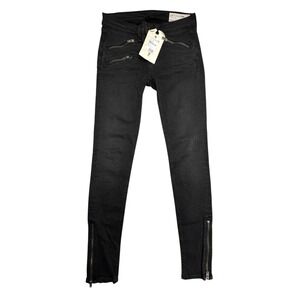Rag & Bone Jeans Womens 27 Washed Black Low Rise‎ Skinny Ankle Zip Stretch Moto